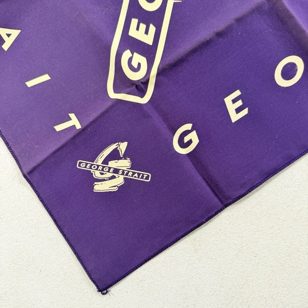 Vintage George Strait Country Music Purple Bandana Scarf 21
